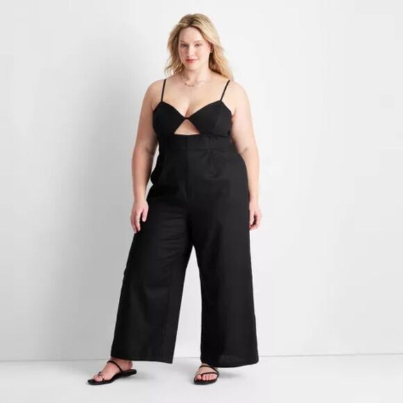 Future Collective Jenny K. Lopez Black Strappy Cut Out Wide Leg Jumpsuit NWT 28W - Picture 11 of 11